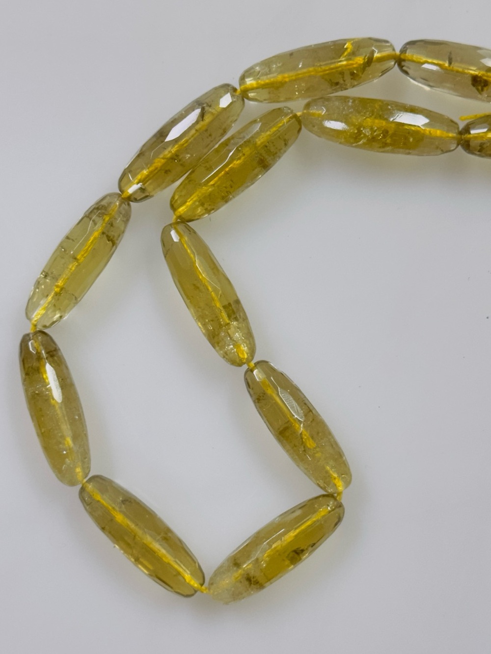 Lemon-Lime Colored Quartz Beads Strand